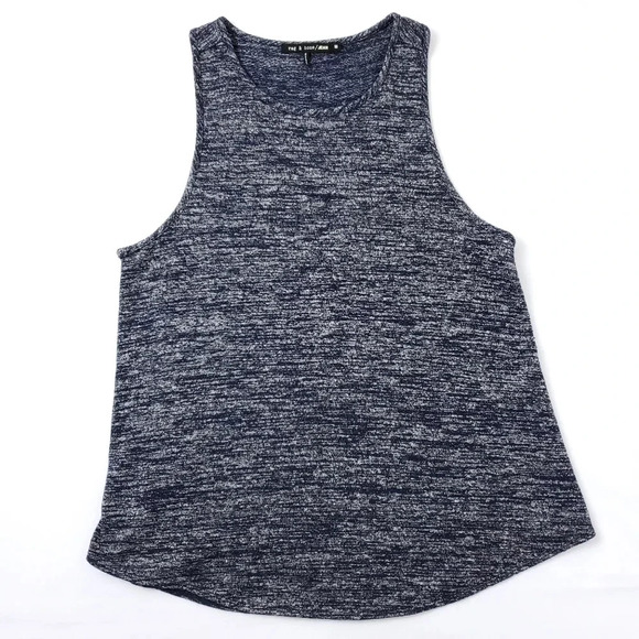 Rag & Bone heathered navy round hem Tank - Picture 1 of 9